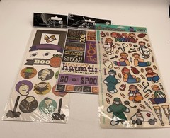 Scrapbook Lot 15 Pieces Stickers Chipboard Cardstock And 12 X 12 Paper Books