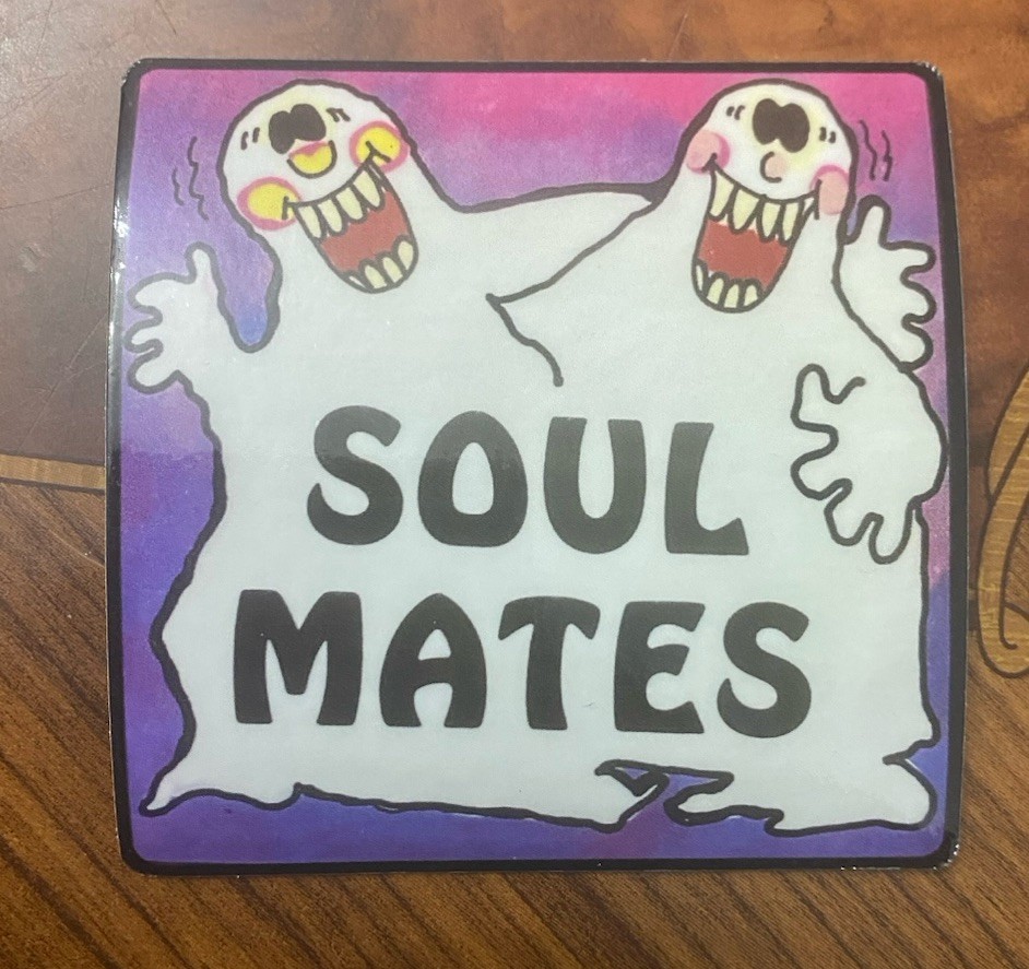 Retro Design 80’s Ghosts “Soul Mates” Vinyl/Glossy Sticker 3×3 Inches