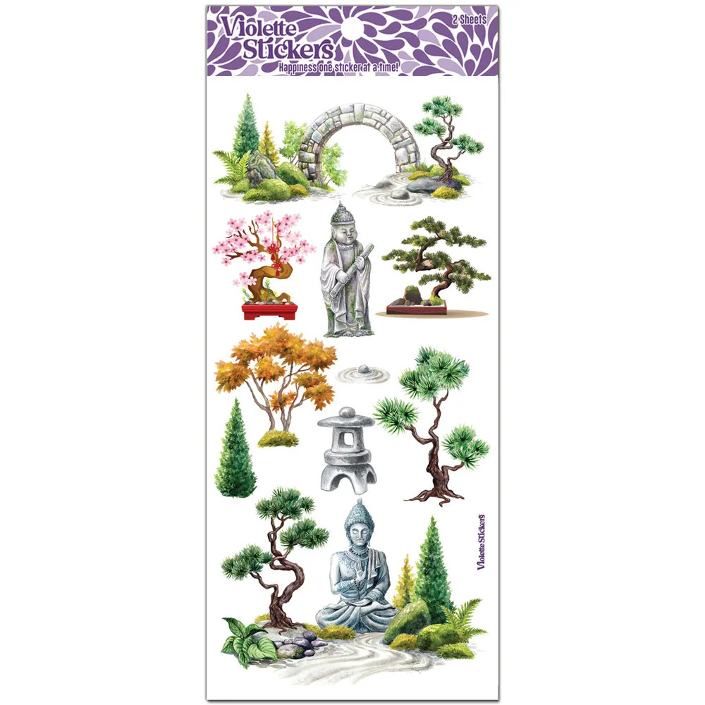 Violette Stickers – 2 Bonsai Plants Sticker Sheets – Asian Garden – Scrapbooks