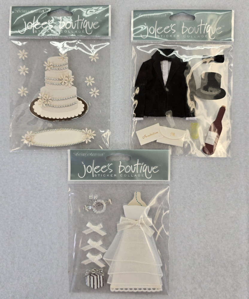 Jolee’s Boutique Wedding Bridal Stickers Cake Bride Groom Rings Cake 3 packages