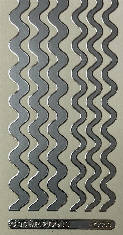 SILVER METALLIC WAVE BORDER Foil Stickers(6pc)2”x9 •Stampendous•2 Sizes•Wiggles•