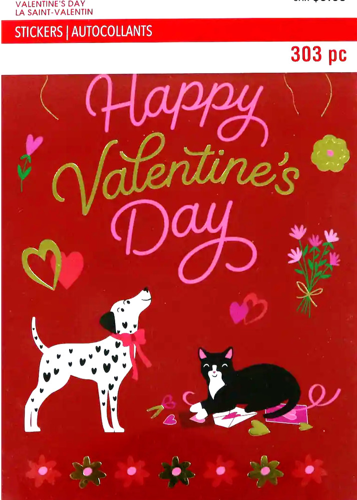 Valentine’s Day Pets Dog Cat Labels Alphabet Border Recollections Sticker Book