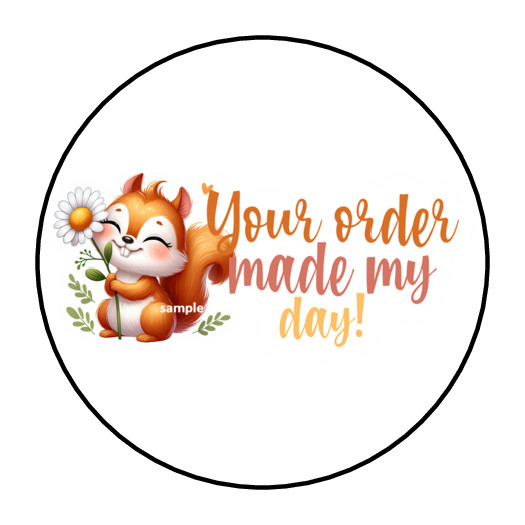 SMALL BUSINESS STICKERS ENVELOPE SEALS LABELS 1.5″ ROUND (30) FLORAL SQUIRREL