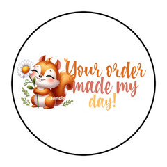 SMALL BUSINESS STICKERS ENVELOPE SEALS LABELS 1.5″ ROUND (30) FLORAL SQUIRREL