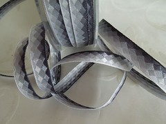 MAY ARTS RIBBONS~WOVEN DIAMONDS OMBRE RIBBON~SHADES OF GRAY~3/8TH INCH X 3 YDS!