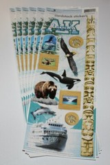 6 Alaska Scrapbook Sticker Sheets State Parks, Moose, Whale, Cruise, Bear, Craft