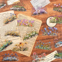 200Pcs Flower Stickers for Scrapbook, Small Vintage Floral Sticker for Water Bot