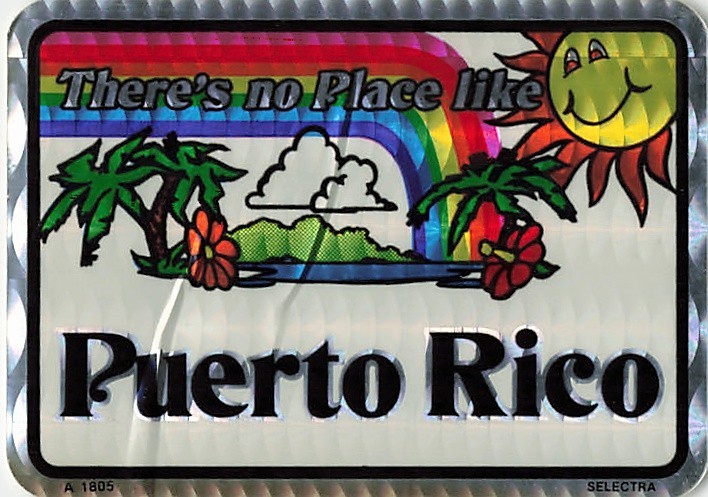 Vintage Puerto Rico Prism Sticker Selectra Rainbow Sun Beach Island Decal Art