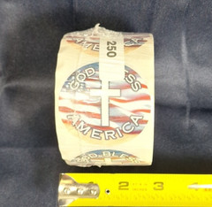 God Bless America Cross Flag Sticker Roll 250 Count Sealed Christian Patriotic