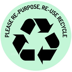 Eco-Friendly Packaging LABELS | «Re-Purpose, Re-Use, Recycle» Gradient Sticker |