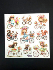 Violette Stickers Girls and Squirrels on Bikes Crafts Planner Supply Scrapbook