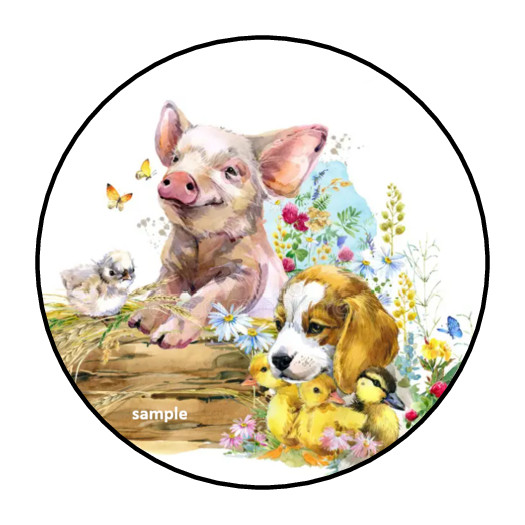 30 CUTE WATERCOLOR ANIMALS ENVELOPE SEALS LABELS STICKERS 1.5″ ROUND PIG PUPPY