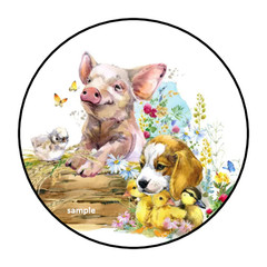 30 CUTE WATERCOLOR ANIMALS ENVELOPE SEALS LABELS STICKERS 1.5″ ROUND PIG PUPPY