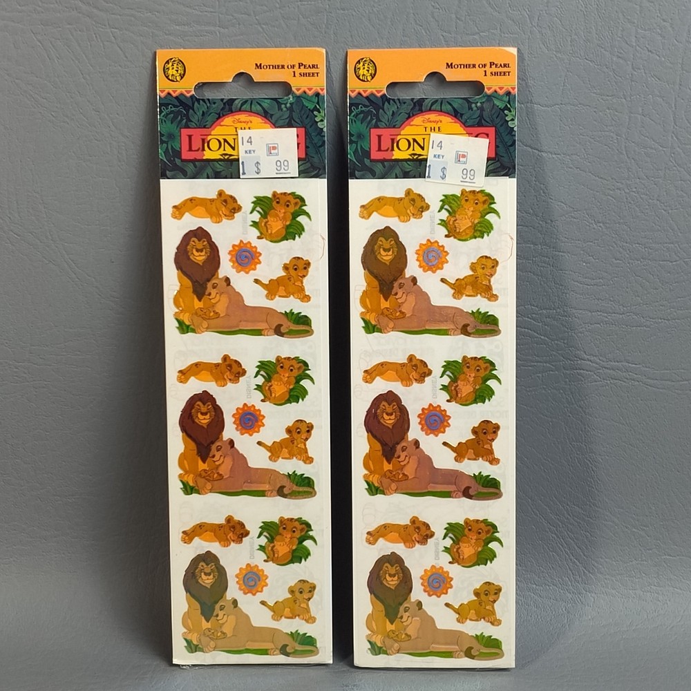 Vintage Sandylion Mother Of Pearl Lion King Stickers NOS Simba & Nala 2 Sheets