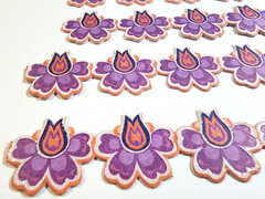 K&Company Boho Purple Flaming Flower 8pc Cardstock Stickers Glitter Scrapbook