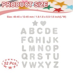 Alphabet Foam Stickers, 52Pcs Letters A-Z EVA Self Adhesive Glitters, Silver