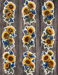 Sunflowers and Butterflies Vinyl Stickers Set Scrapbooking Laptop Water Bottle