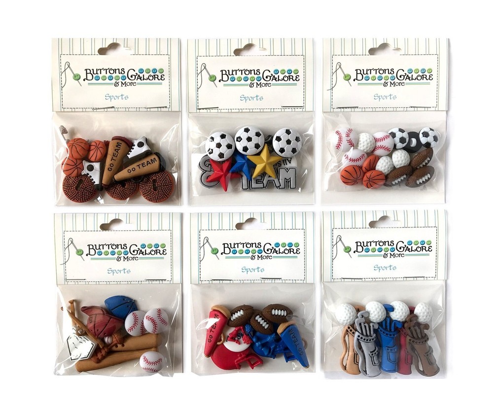 Buttons Galore 50+ Assorted SPORTS Theme Buttons for Sewing & Crafts
