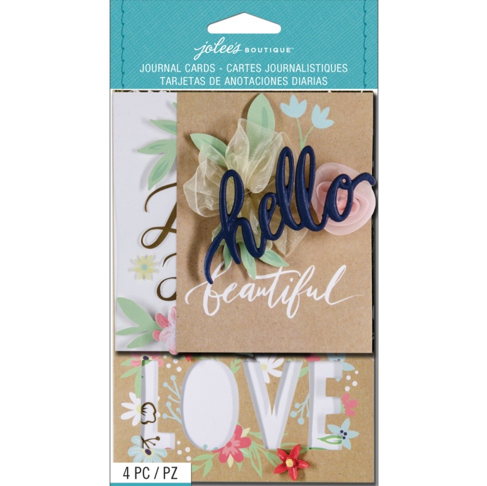 Jolee’s Boutique Journal Cards 4/Pkg-Floral Love