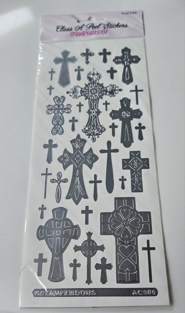 stampendous peel stickers silver crosses