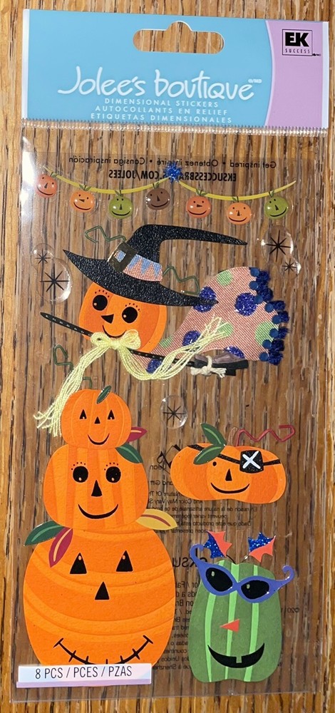 Jolees Pumpkin Costume Witch Trick or Treat Halloween 🎃 3D Scrapbook Stickers