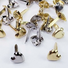 50 Mini Heart Brads Gold Silver Hearts Handmade Cards Junk Journal Embellishment