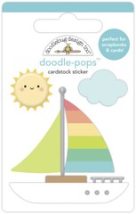 Doodlebug Stickers Doodle-Pop 3D Sail-ebrate Sailboat Sun Cloud Rainbow Colors