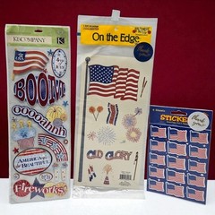 Patriotic Vintage Sticker Lot K&Company 4th of July 1998 American Flag Old Glory