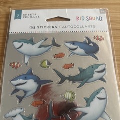 Kid Squad Shark Stickers Foil Accent – 2 Sheets 46 Stickers (American Greetings)