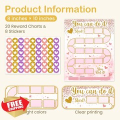 HJLLOQR Pink Glitter Reward Chart 432 Stickers
