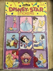 VTG CLASSICS DISNEY STAR STICKERS SNOW WHITE CINDERELLA NIP NOS 2 SHEETS GIBSON