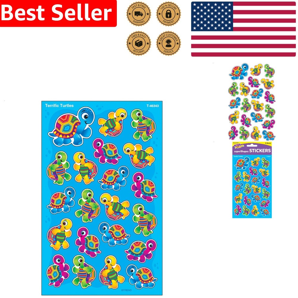 168 Count Large Terrific Turtles Stickers Kids Classroom Rewards Party Favors