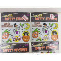 10 Halloween Themed Reflective Stickers Clings Pumpkins Skeleton VIntage 1992