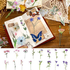 80 Pieces Natural Flower Stickers for Scrapbooking, Self-Adhesive Scrapbooking S