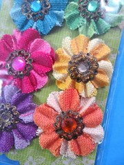 Prima Flower Embellishments Mulberry Paper Fabric Burlap 3 Pkgs Scrapbooking