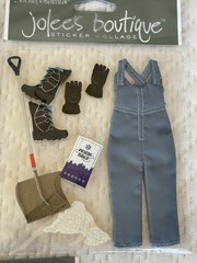 Lot of 3 Jolee’s Boutique SNOW SKI Stickers 3D Sled Jacket Skis Shovel Cocoa