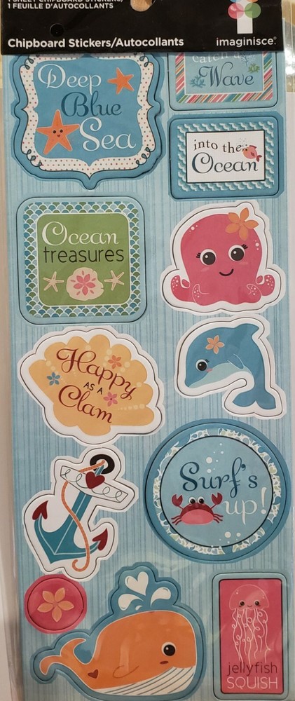 Imaginisce OCEAN TREASURES SPLASH DANCE Chipboard Stickers ADORABLE! NEW!!