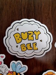 STICKERS x 5 Honey Bee Happy Apiculture Beehive Cartoon Large Sticker BEE5