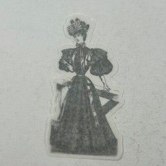 Transparent Sticker Victorian Garden Party Woman in Black Period Dress Fashion