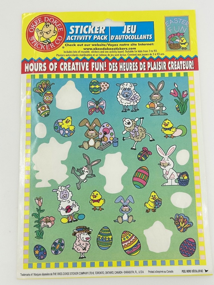 OKEE DOKEE Easter Fun Sticker Activity Pack Sheet Repositionable 1993