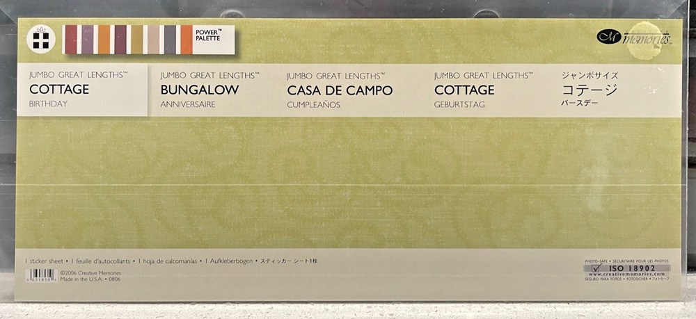 Creative Memories Birthday Cottage Jumbo Great Lengths Sticker Pack BNIP 2006