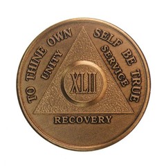 42 Year AA Medallion Traditional Bronze Raised Center Sobriety Token Chip