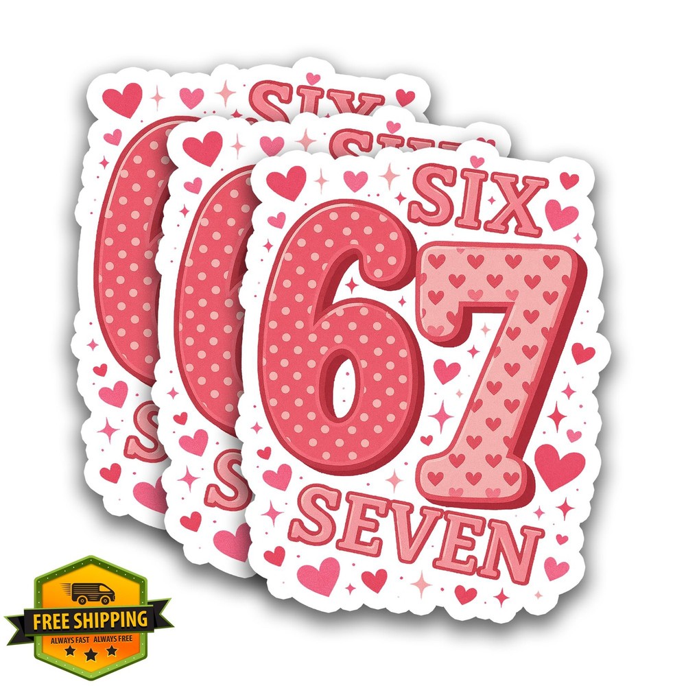 HYKADEUS 67 Stickers Valentine Pink 3×2.3″