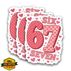 HYKADEUS 67 Stickers Valentine Pink 3×2.3″