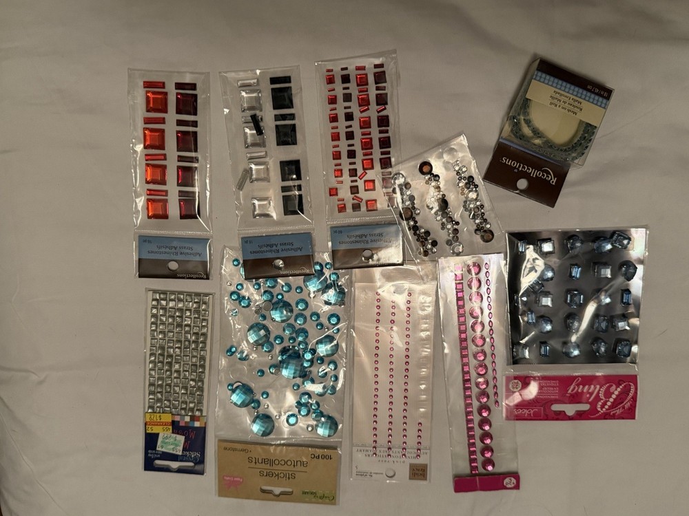 Mixed Craft Rhinestone Gem Sticker Lot Recollections Adhesive Jewels Bling Gems