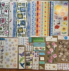 Large Lot Of Flower Stickers, Brads, Etc Jolee’s Boutique, K & Co, Recollections