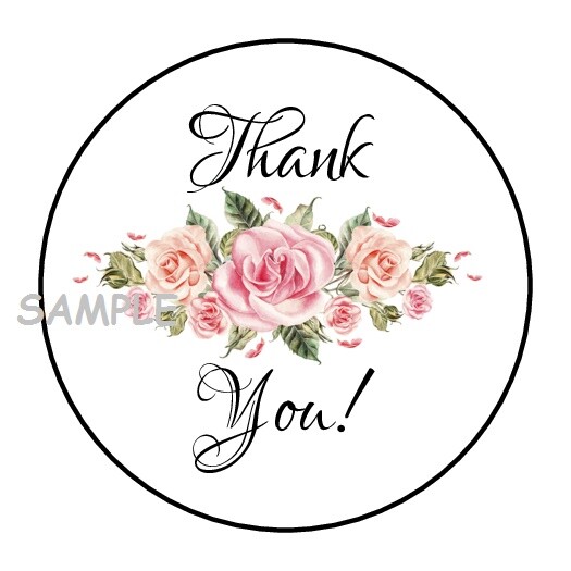30 THANK YOU ENVELOPE SEALS LABELS STICKERS 1.5″ ROUND FLOWERS FLORAL ROSES