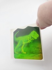 VTG Polaroid 3-D 90’s Hologram Sticker – T-REX Dinosaur Flesh 2 Skeleton 2×2