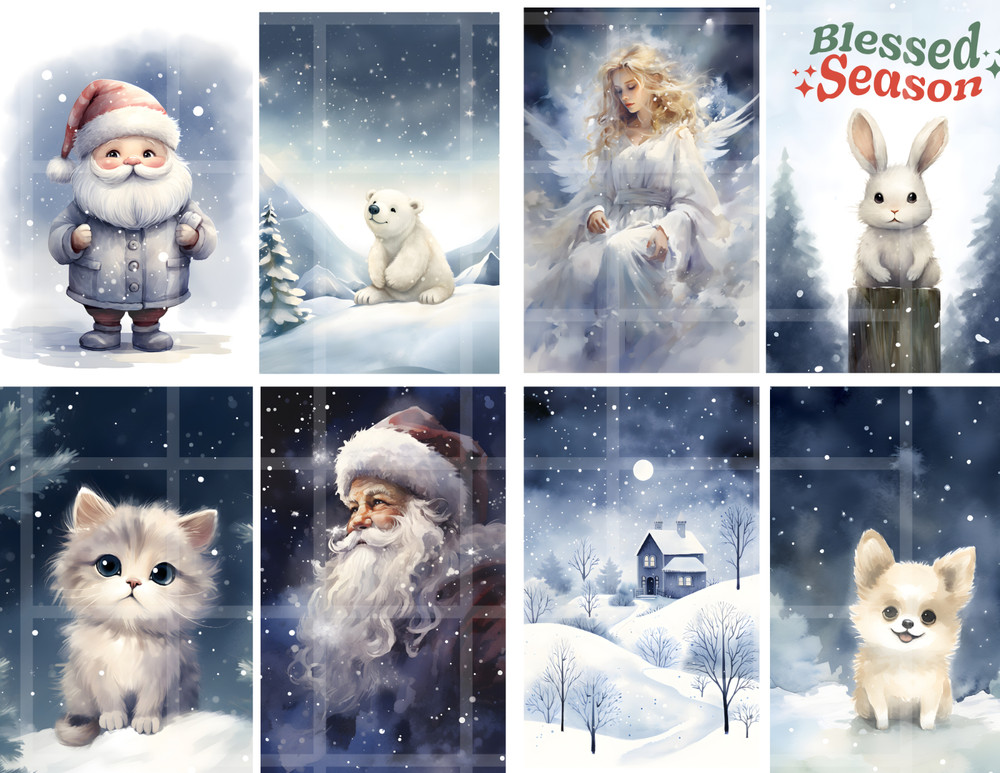 Cute Chilly Winter Collage Sheet Supplies Scrapbook Junk Journal Card Toppers