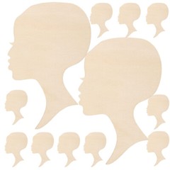 12PCS Head Silhouette Wooden Cutout African Woman Face Cutout Door Wall Hanging